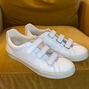 Veja 3-Lock Logo Suede-Trimmed Leather Sneakers